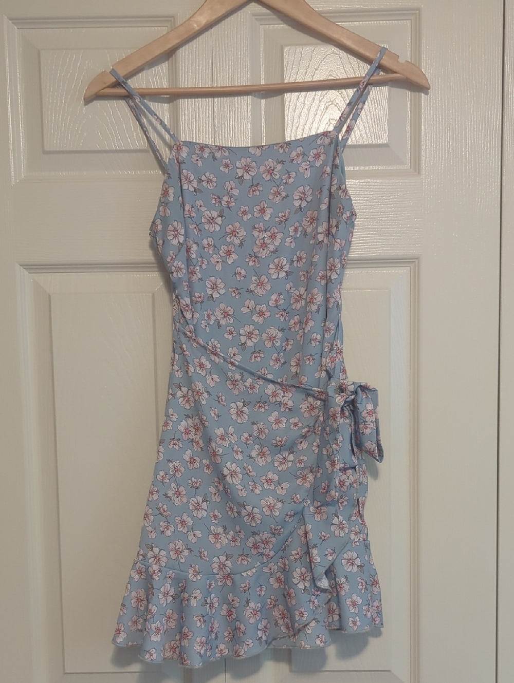 Altar'd State Light Blue Floral Spaghetti Strap Mini Dress